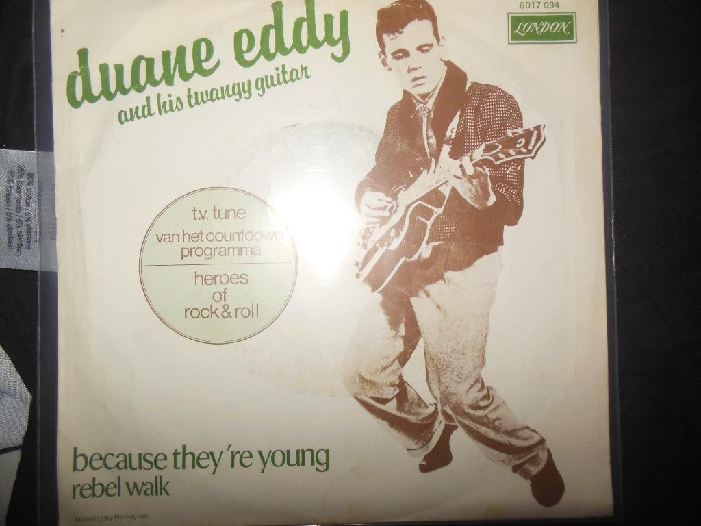 single duane eddy 45rpm jukebox rock because they're young, Cd's en Dvd's, Vinyl Singles, Gebruikt, 7 inch, Single, Ophalen of Verzenden