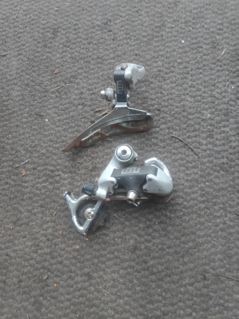 Vintage derailleurset voor en achter Shimano Exage, Fietsen en Brommers, Ophalen, Gebruikt, Derailleur of Ketting, Aluminium