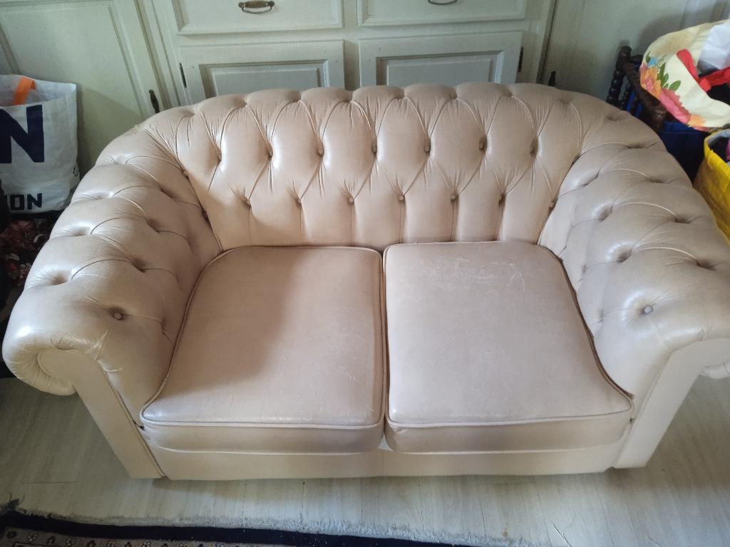 Lederen 2-zits Winchester bank, Ophalen, Gebruikt, 150 tot 200 cm, Tweepersoons