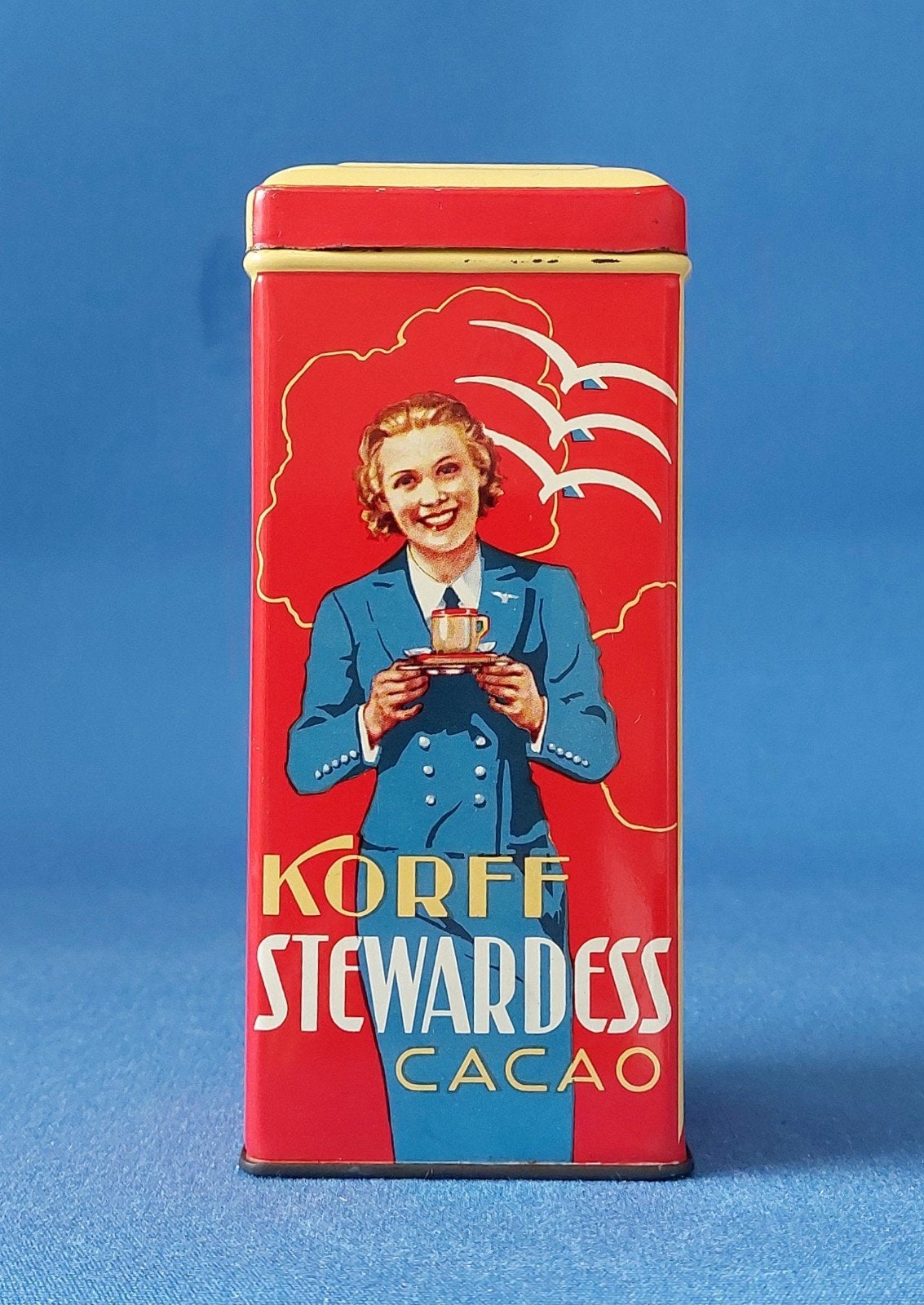 Oud Korff Amsterdam Stewardess Cacao Reclame Blik, Ophalen of Verzenden, Gebruikt, Overige