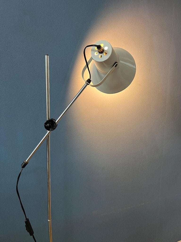 Small Vintage White Flexible Floor Lamp, Vintage, Zo goed als nieuw, Metaal, E27 (groot)