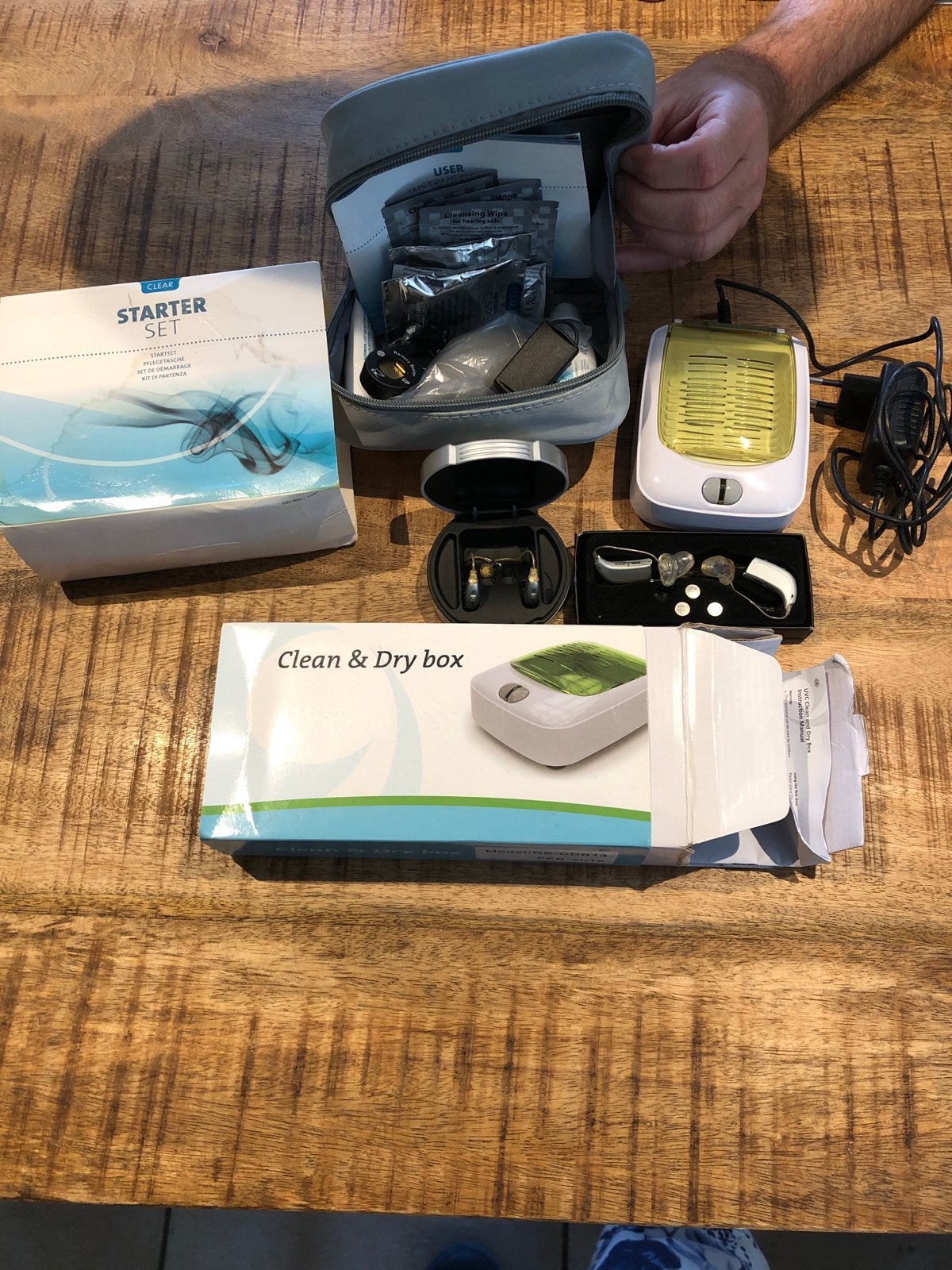 Gehoorapparaat Starter Set met Clean & Dry Box, Ophalen of Verzenden, Gebruikt, Overige typen