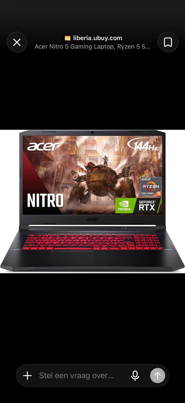 Acer Nitro 5 17,3” Gaming Laptop – RTX 3060 – Ryzen 5 – 16GB