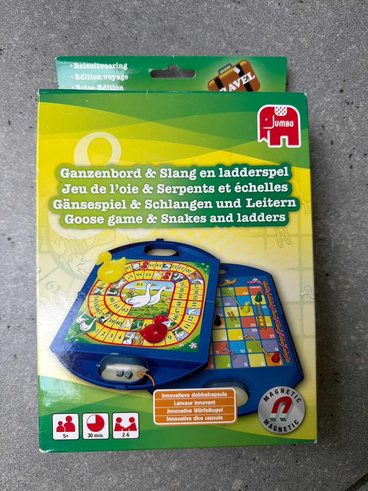 Jumbo Ganzenbord & Slang en Ladderspel Reisversie, Drie of vier spelers, Ophalen of Verzenden, Nieuw, Reisspel