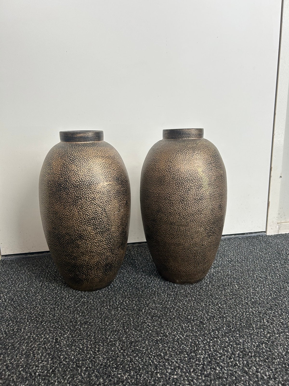 Set van 2 decoratieve vazen - Bronskleurig met textuur, Ophalen