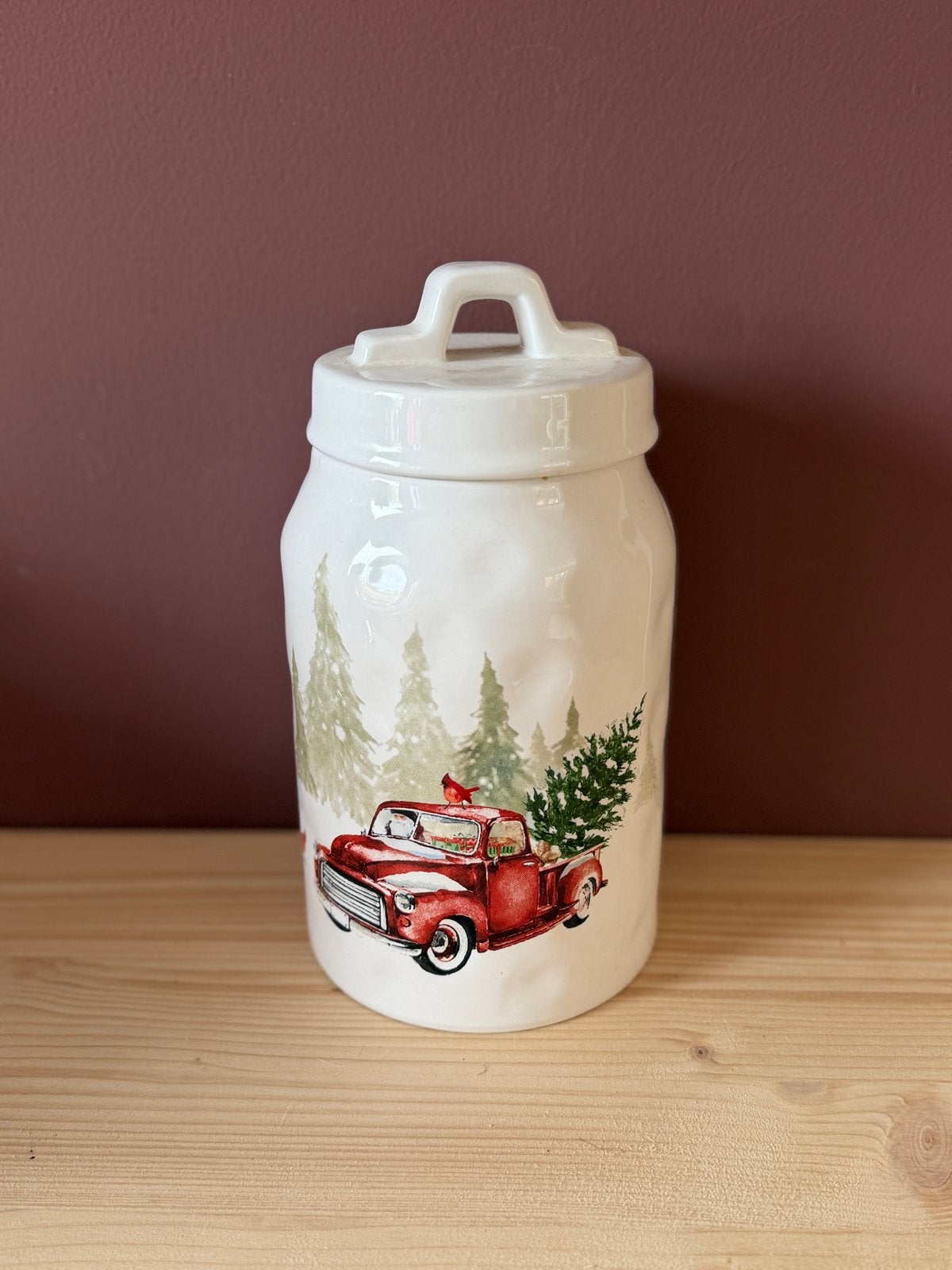 Voorraadpot met kerst- auto, Diversen, Kerst, Ophalen of Verzenden, Zo goed als nieuw