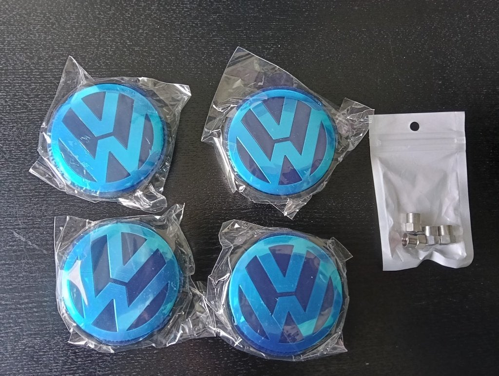VW alloy wheel and valve caps with logo, Ophalen of Verzenden, Nieuw