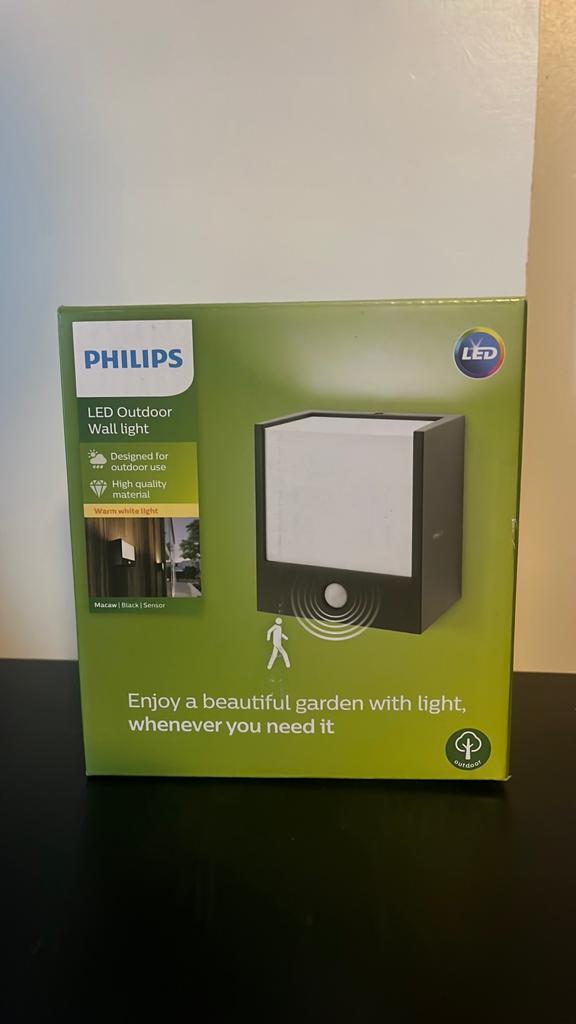 Philips buitenlamp Macaw Zwart Sensor, Tuin en Terras, Buitenverlichting, Nieuw, Ophalen of Verzenden