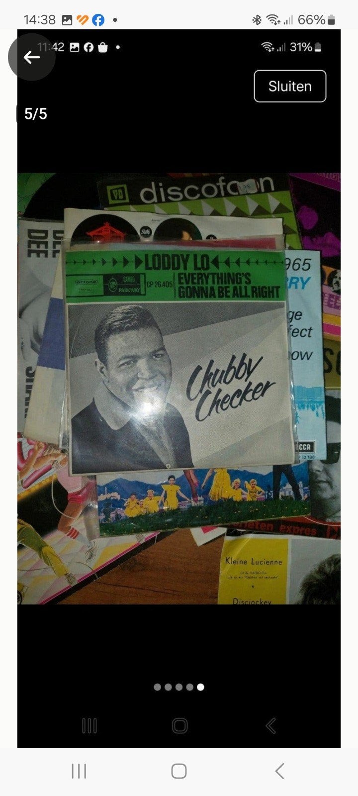 Vintage 7 inch vinyl singles - Buddy Holly, Chubby Checker, Gebruikt, Fotohoes, 7 inch, Ophalen of Verzenden
