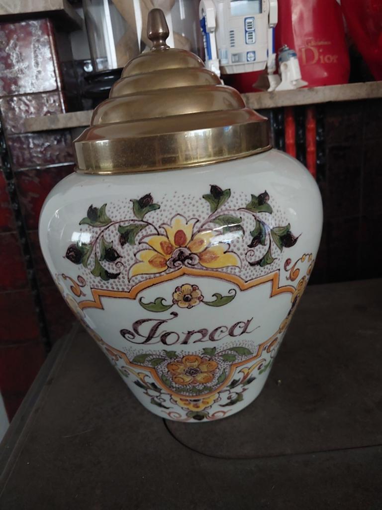 Makkum Tonnema gemberpot met deksel, handgeschilderd, Antiek en Kunst, Ophalen of Verzenden