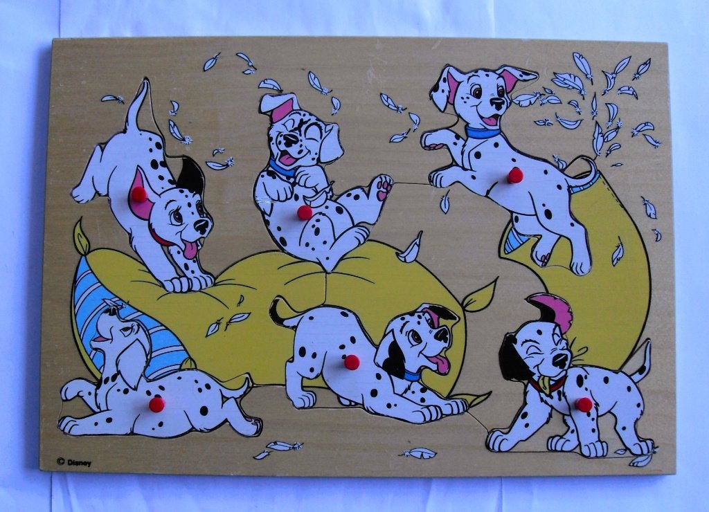 101 Dalmatiërs Houten Puzzel Disney, 2 tot 4 jaar, Gebruikt, Ophalen of Verzenden, Van hout