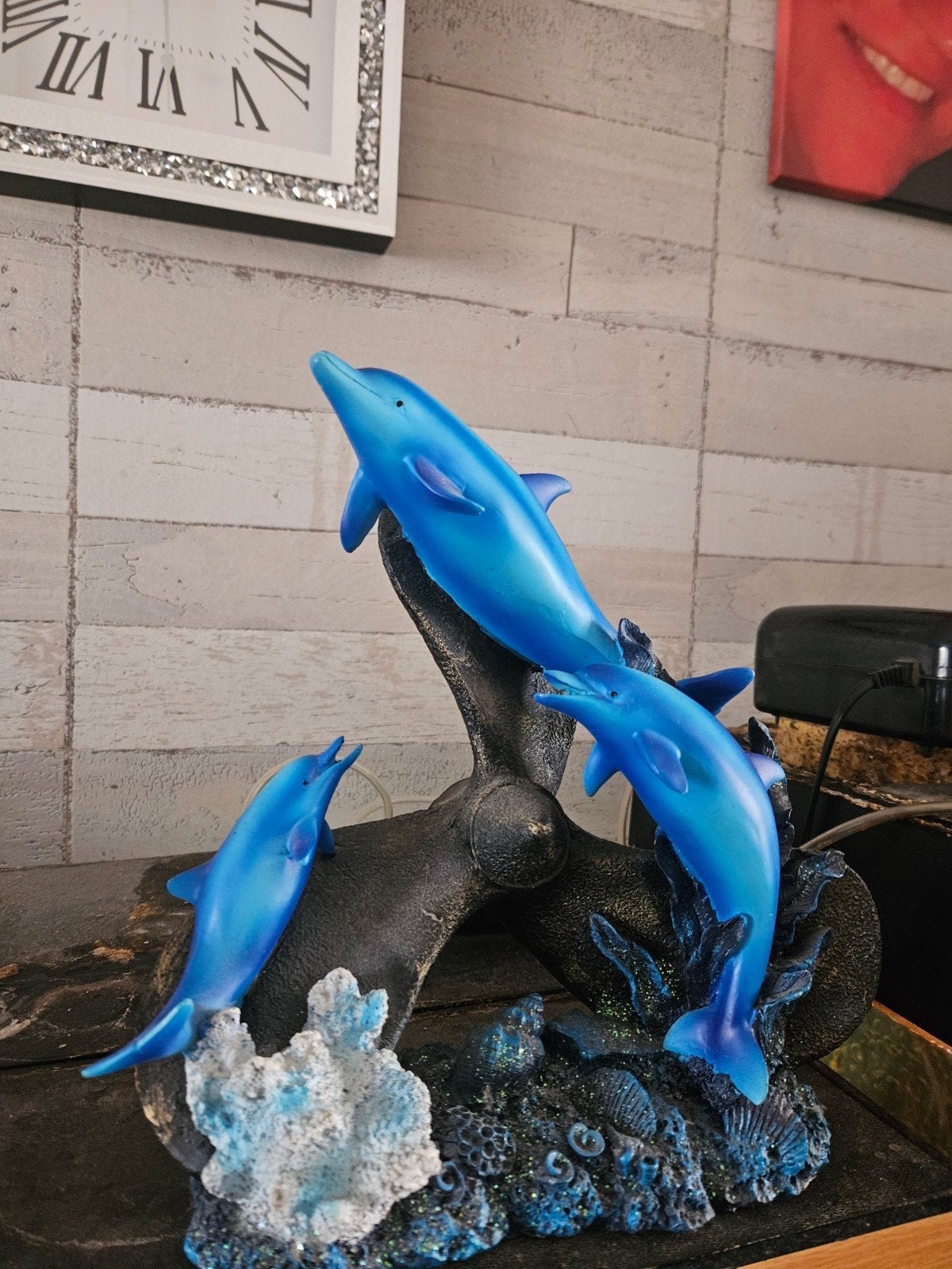 Decoratieve dolfijnen sculptuur - Blauw zo snel mogelijk weg, Ophalen, Gebruikt, Blauw, Overige stijlen