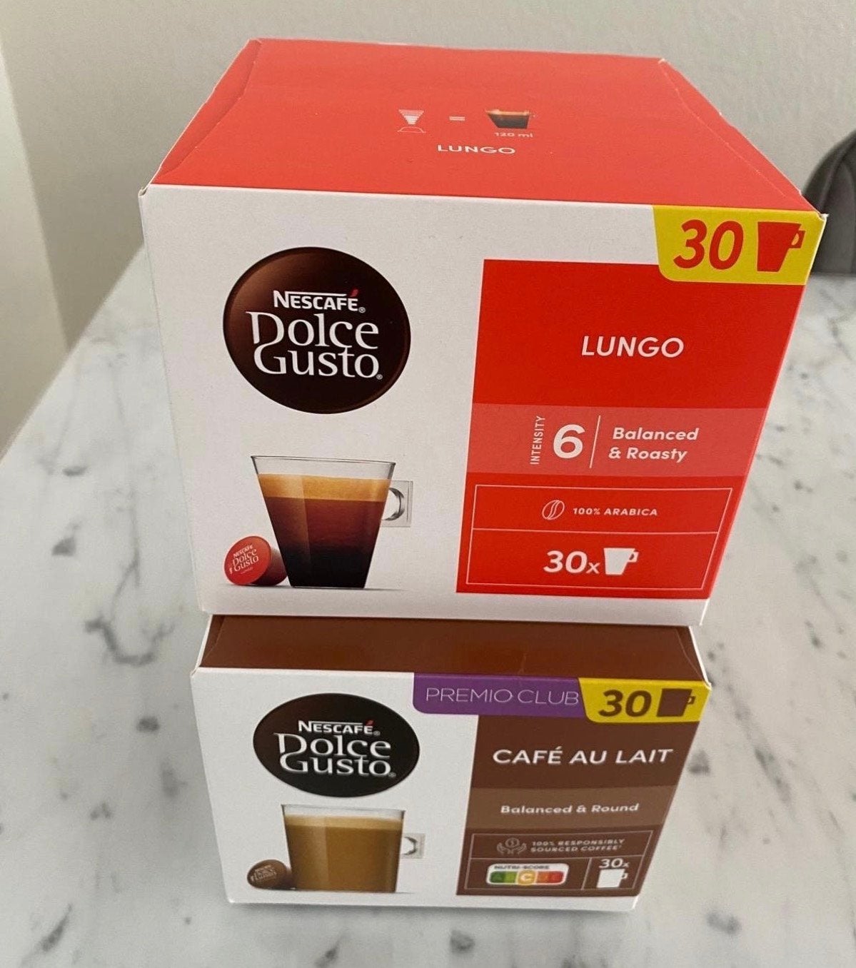 Nescafé Dolce Gusto Lungo & Café au Lait - 60 cups, Ophalen, Koffiepads en cups, Overige modellen, 10 kopjes of meer