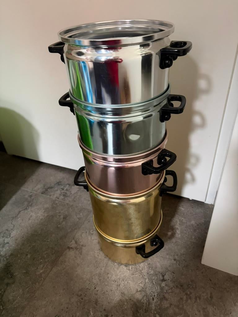 Stoom pannen, Ophalen of Verzenden, Zo goed als nieuw, Rvs, Pannenset
