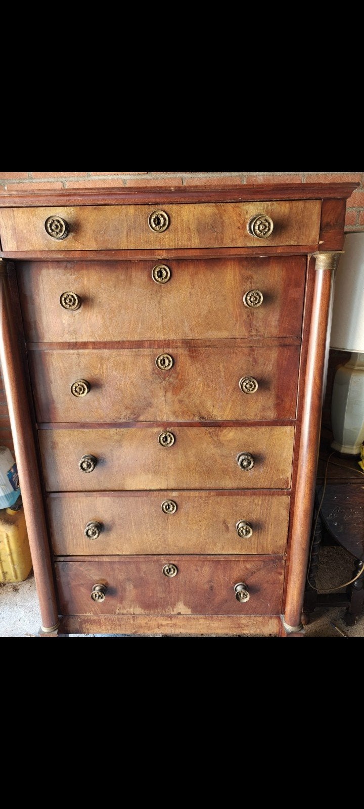 Antieke secretaire ladekast met 6 laden, Ophalen of Verzenden
