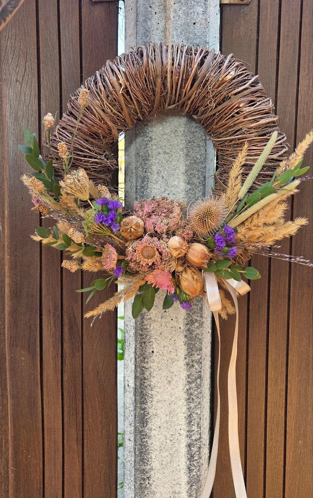 Kransje met droogbloemen - 27cm doorsnede, Ophalen of Verzenden, Nieuw, Krans, Natuurlijk materiaal