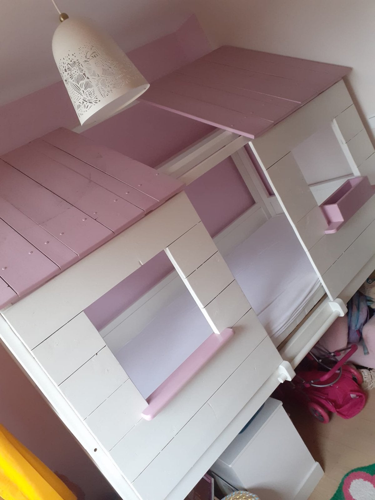 Leuk huisjesbed met schuifje, zonder matras en trappetje, Ophalen, Gebruikt, 100 cm of meer, Hoogslaper of Stapelbed