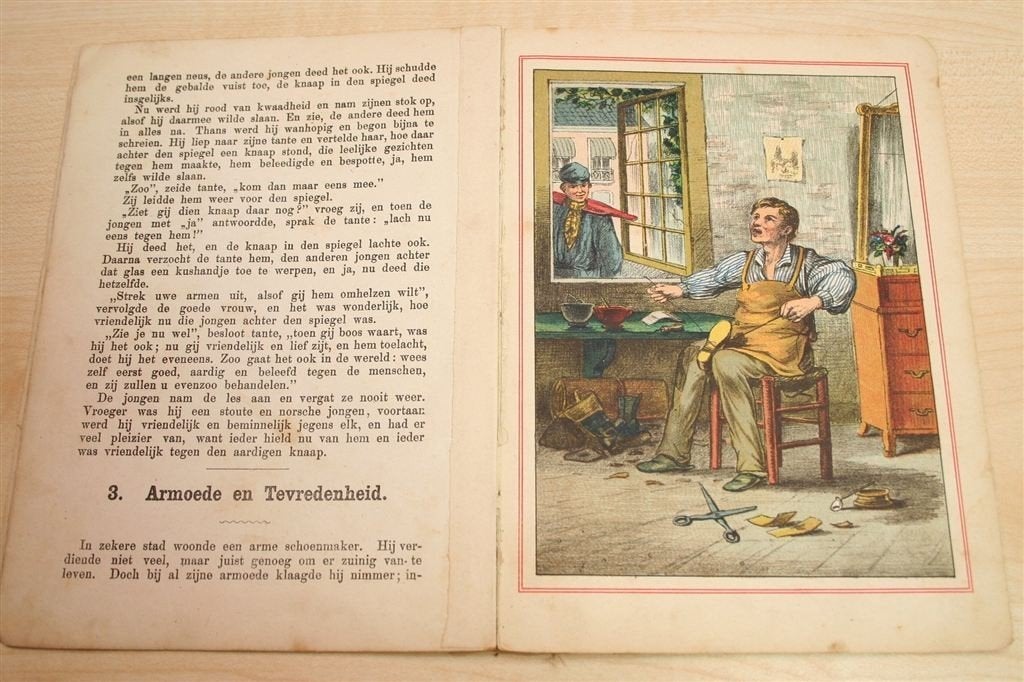 Antiek Kinderboek [1890] met Kleurenplaten, Antiek en Kunst, Ophalen of Verzenden