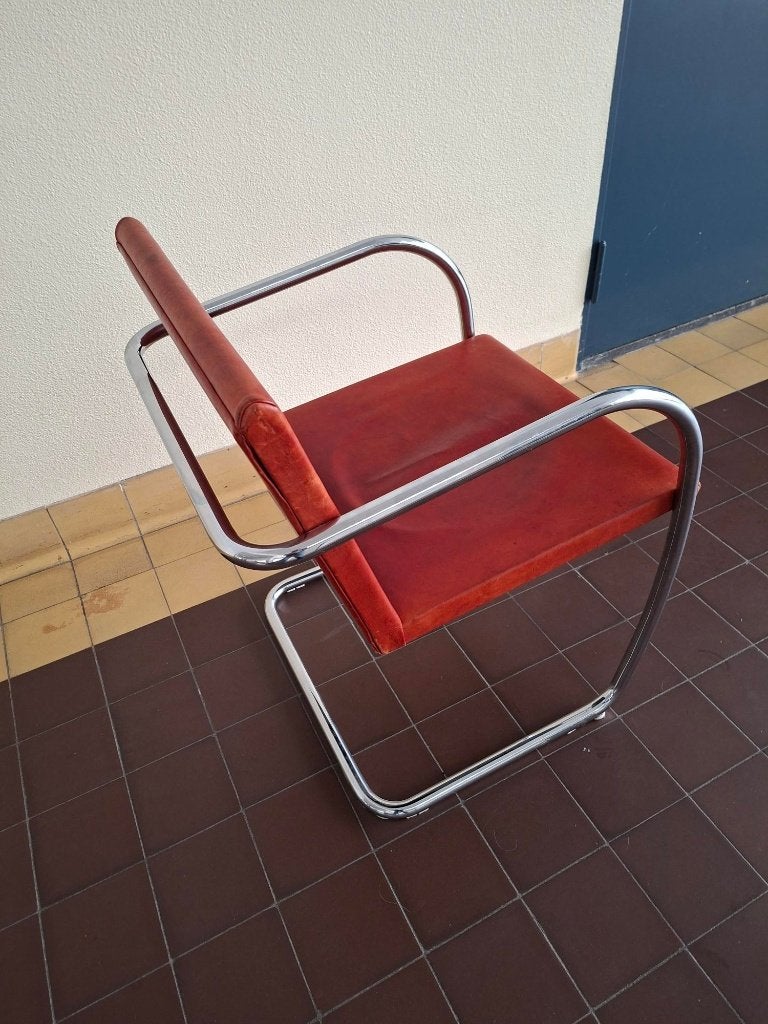 buisframe fauteuil Brno design Mies van der Rohe leer chroom, Ophalen