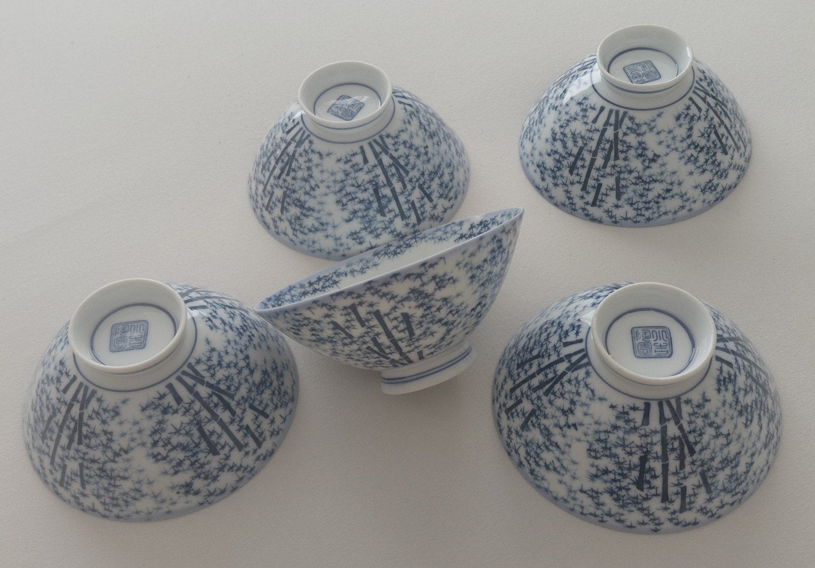 Set van 5 Japanse rijstkommen met bamboepatroon, Ophalen of Verzenden