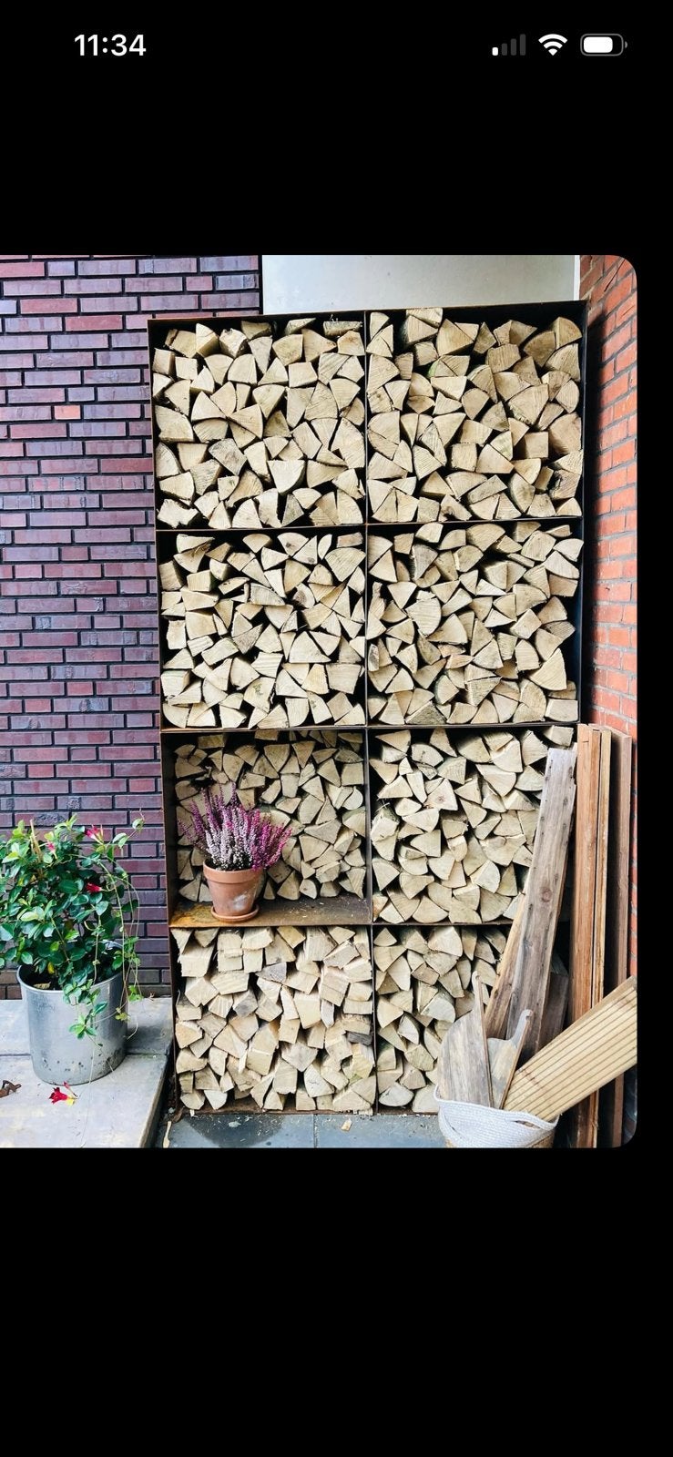 Stapelbare cortenstaal Houtopslag 2x2 vakken - 130x130x50 cm, Ophalen