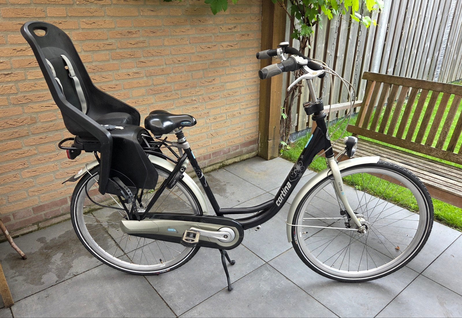 Mamafiets Cortina damesfiets met kinderstoeltje, Gebruikt, Versnellingen, 50 tot 53 cm, Ophalen