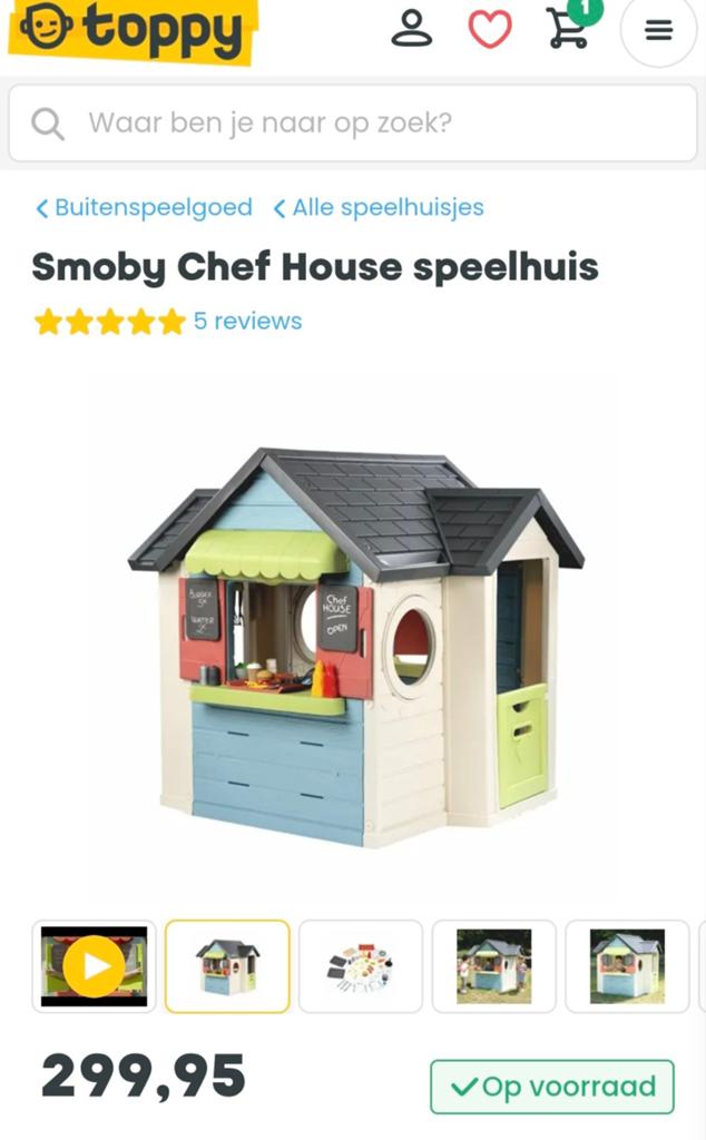 Smoby Chefhuis Speelhuis met Servies, Kinderen en Baby's, Speelgoed | Buiten | Speelhuisjes, Ophalen of Verzenden, Zo goed als nieuw