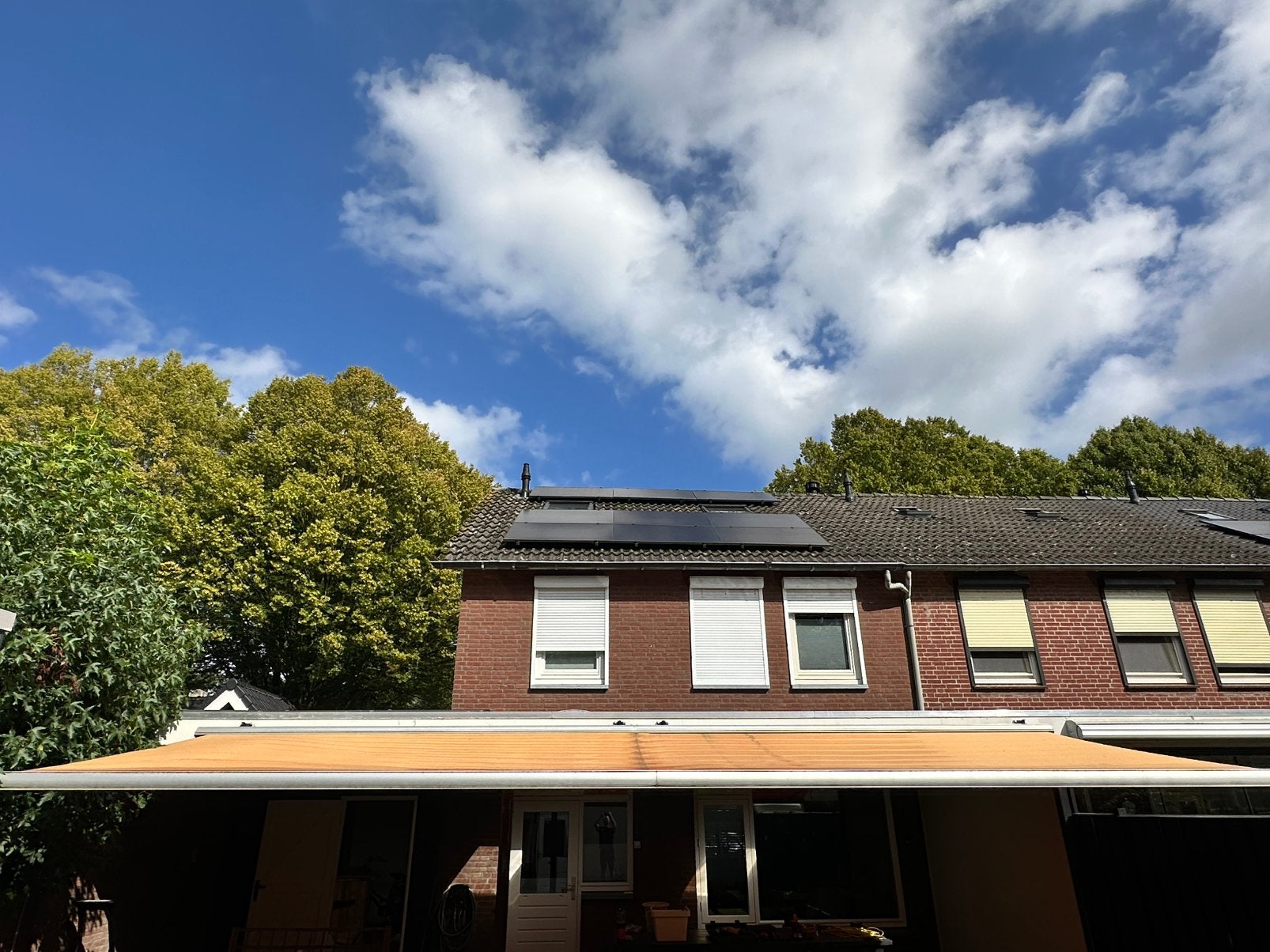Mado zonneluifel knikarm scherm elektrisch 790cm x 250cm, Ophalen, Gebruikt, 450 cm of meer, Elektrisch