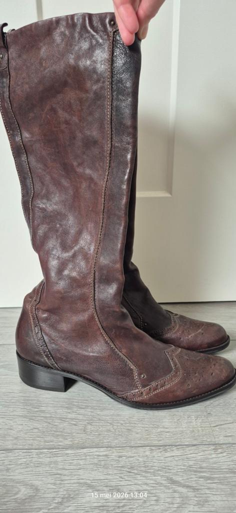 Maripé Bruine leren hoge laarzen met brogue maat 41, Kleding | Dames, Schoenen, Hoge laarzen, Bruin, Ophalen of Verzenden, Onbekend