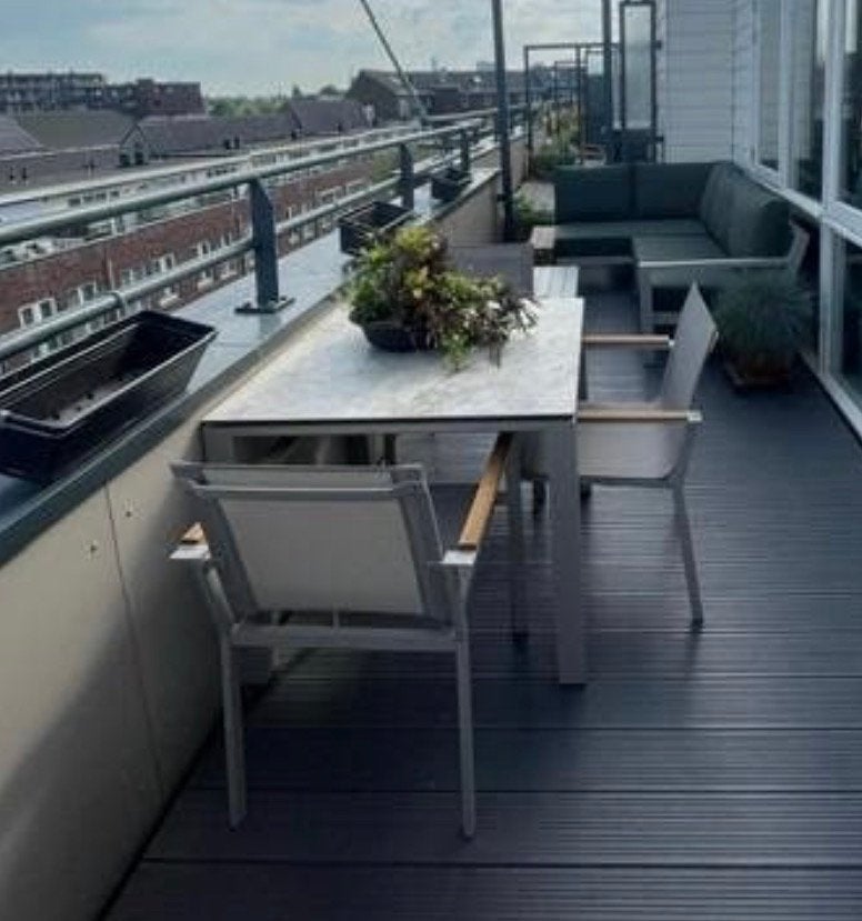Tuintafel (90x90cm) – Model Concept Keramiek Sandstone, Ophalen, Zo goed als nieuw, Rechthoekig, Aluminium