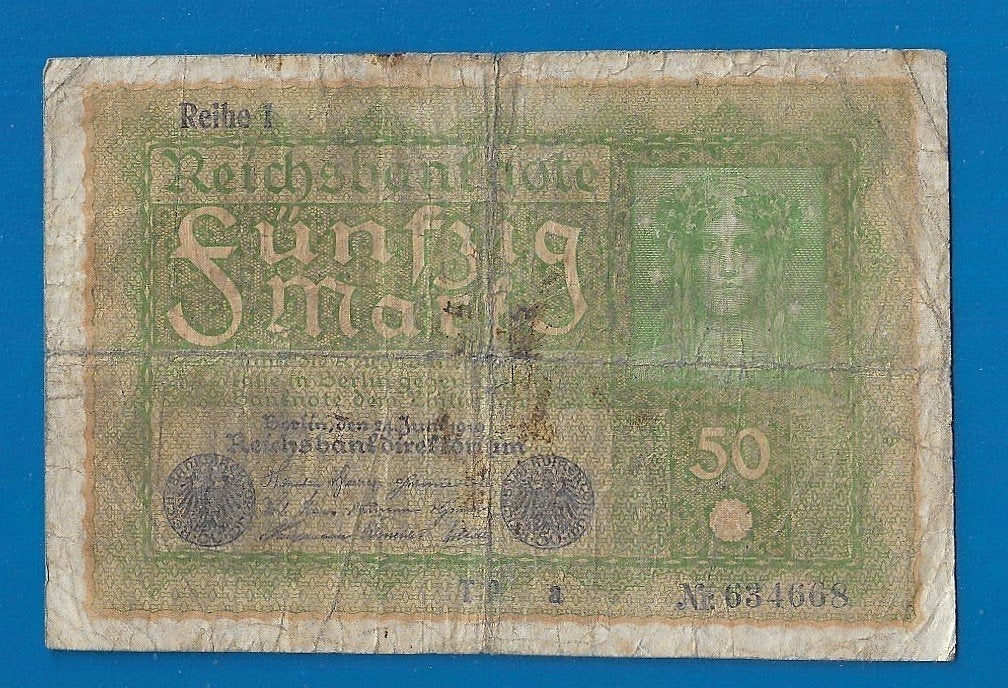 Duitsland biljet 50 Mark, Reichsbanknote - 1919, Postzegels en Munten, Bankbiljetten | Europa | Niet-Eurobiljetten, Ophalen of Verzenden