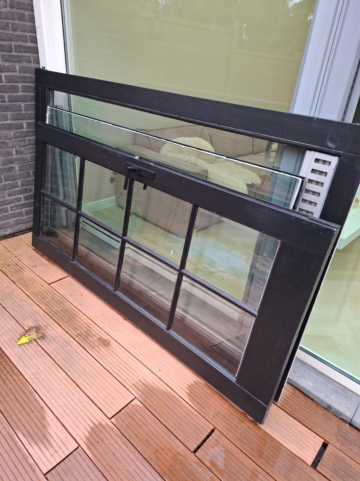 Zwart Gevelraam met Dubbelglas en Roeden, Gevelraam of Ruit, Gebruikt, 80 tot 120 cm, Ophalen of Verzenden