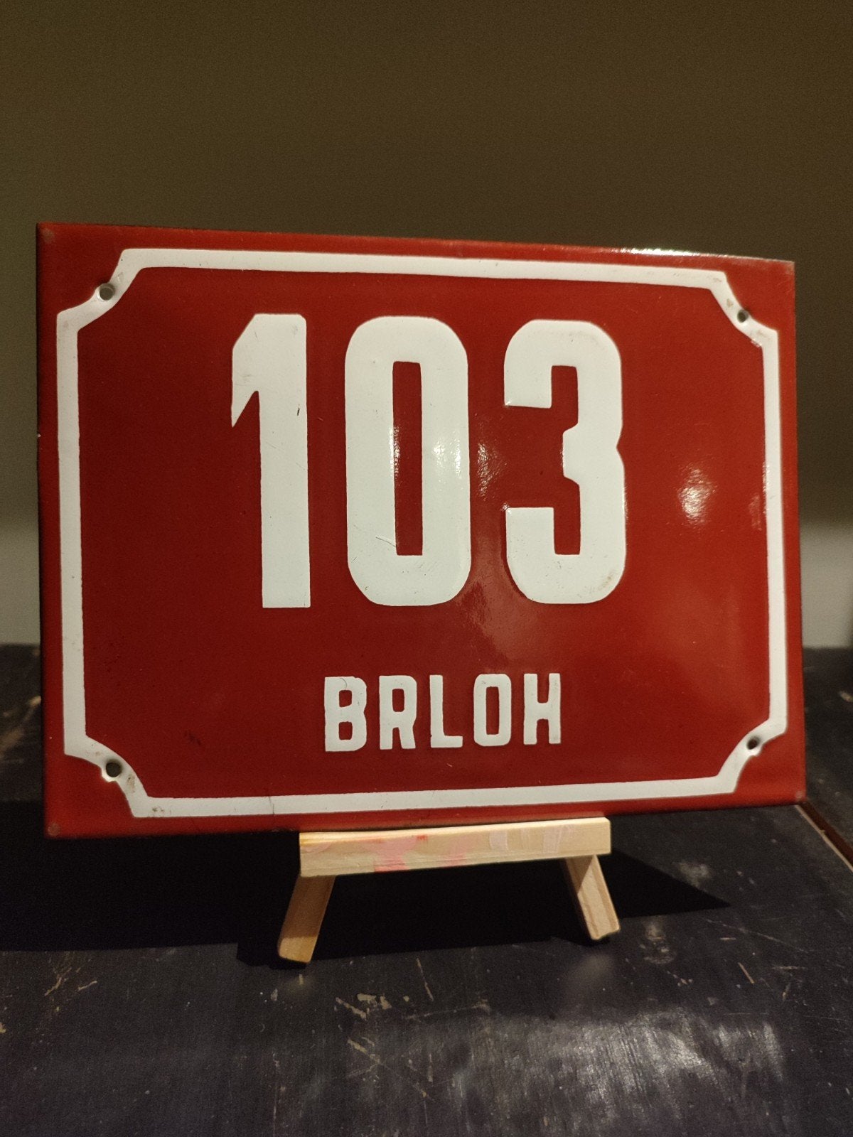 Emaille bordje nummer 103, Ophalen of Verzenden, Gebruikt, Reclamebord