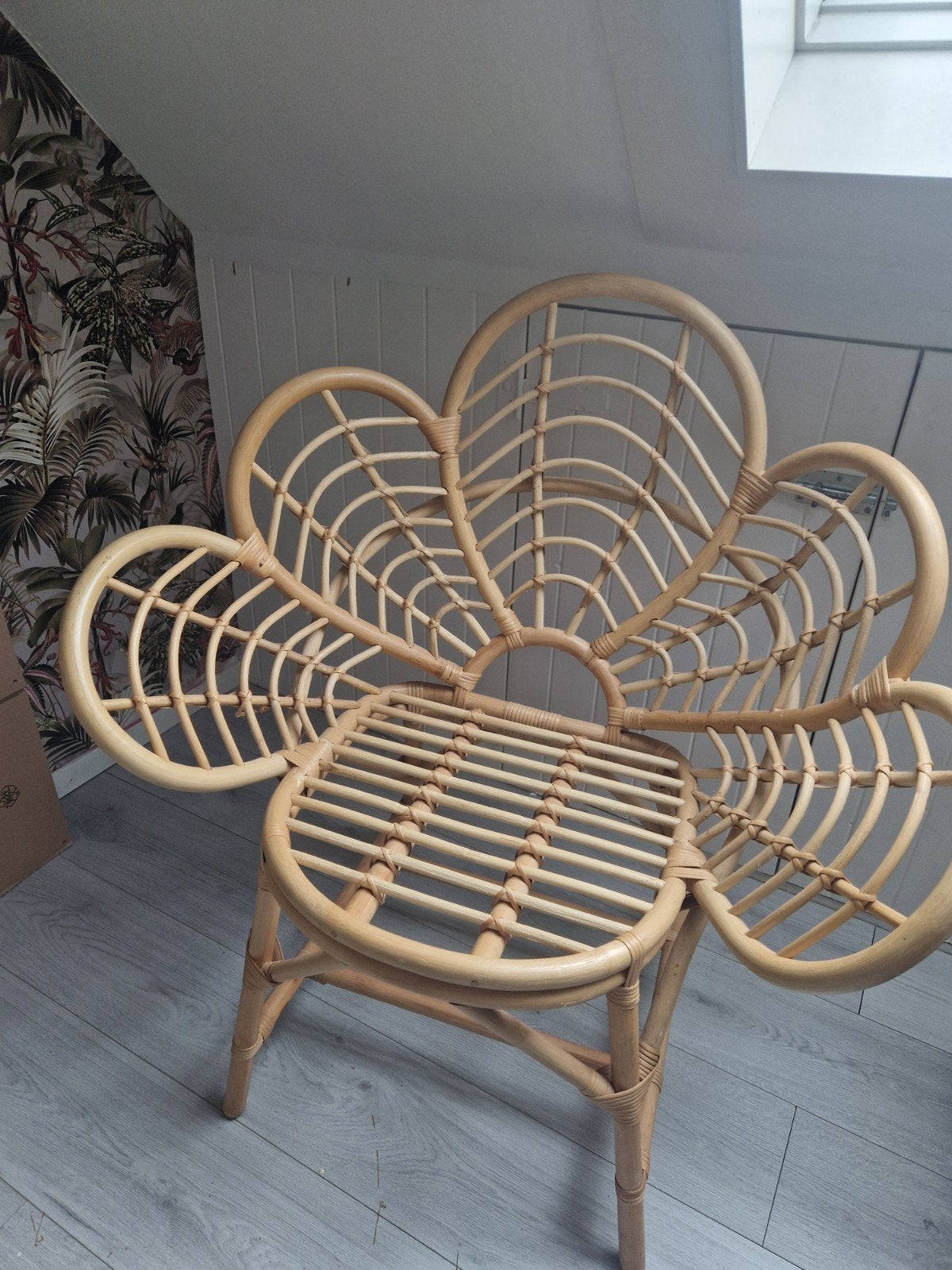 Prachtige Rotan Lotus Kuipstoel / Bloem Stoel (Boho stijl), Ophalen, Zo goed als nieuw, Bruin, Eén