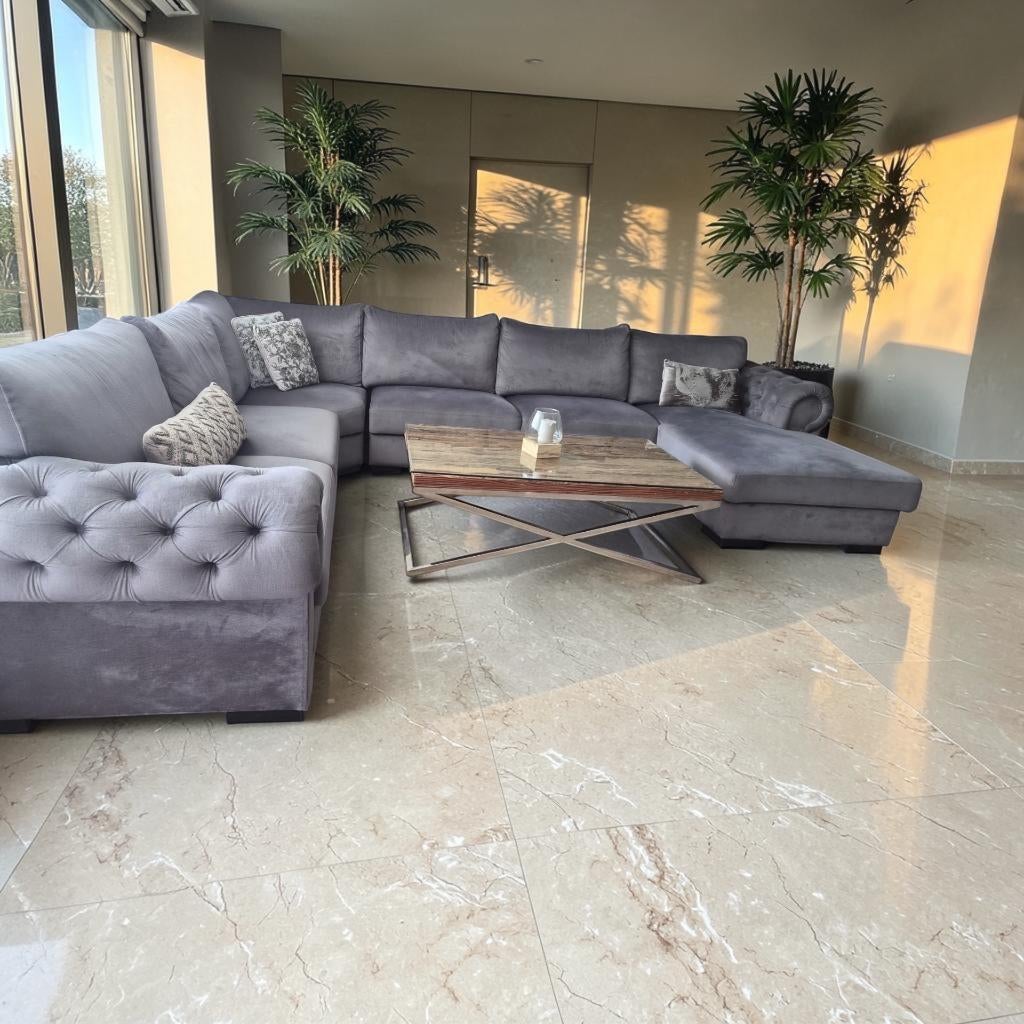 Grote hoekbank 340x290 | grijs | zo goed als nieuw, Ophalen, Modern/Luxe, Hoekbank, 300 cm of meer