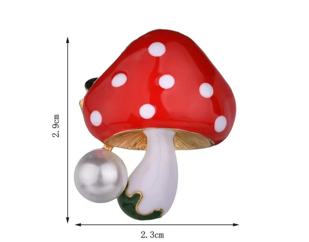 Leuke paddenstoel broche met parel, Overige materialen, Minder dan 4 cm, Nieuw, Ophalen of Verzenden