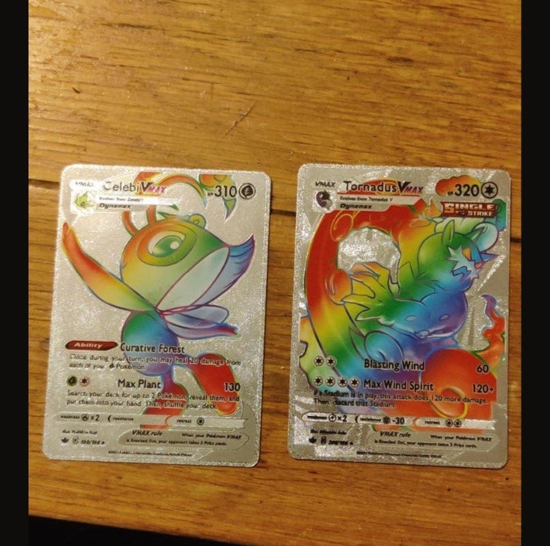 Pokémon VMAX Kaarten: Celebi VMAX & Tornadus VMAX, Ophalen of Verzenden, Zo goed als nieuw, Meerdere kaarten