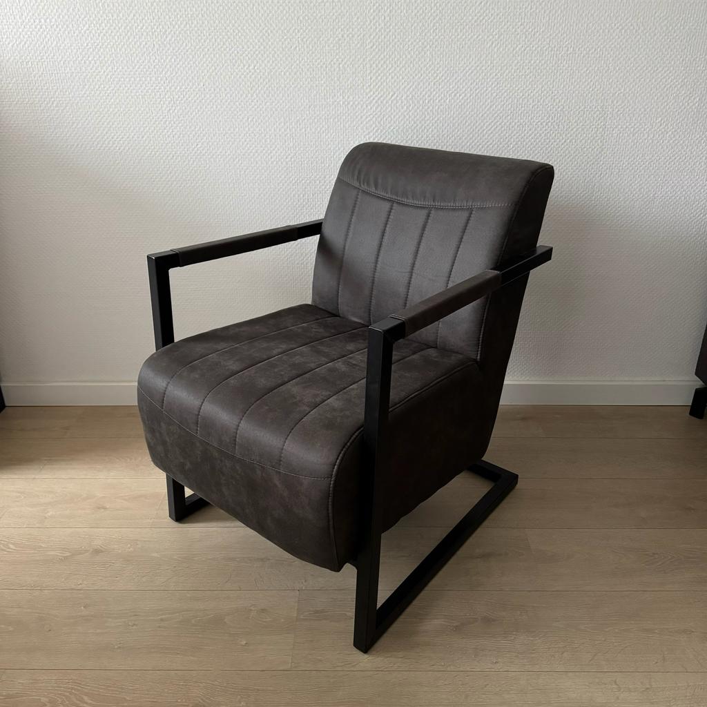 Als nieuw Fauteuils leer antraciet, Huis en Inrichting, Fauteuils, Ophalen, 75 tot 100 cm, Zo goed als nieuw, 50 tot 75 cm