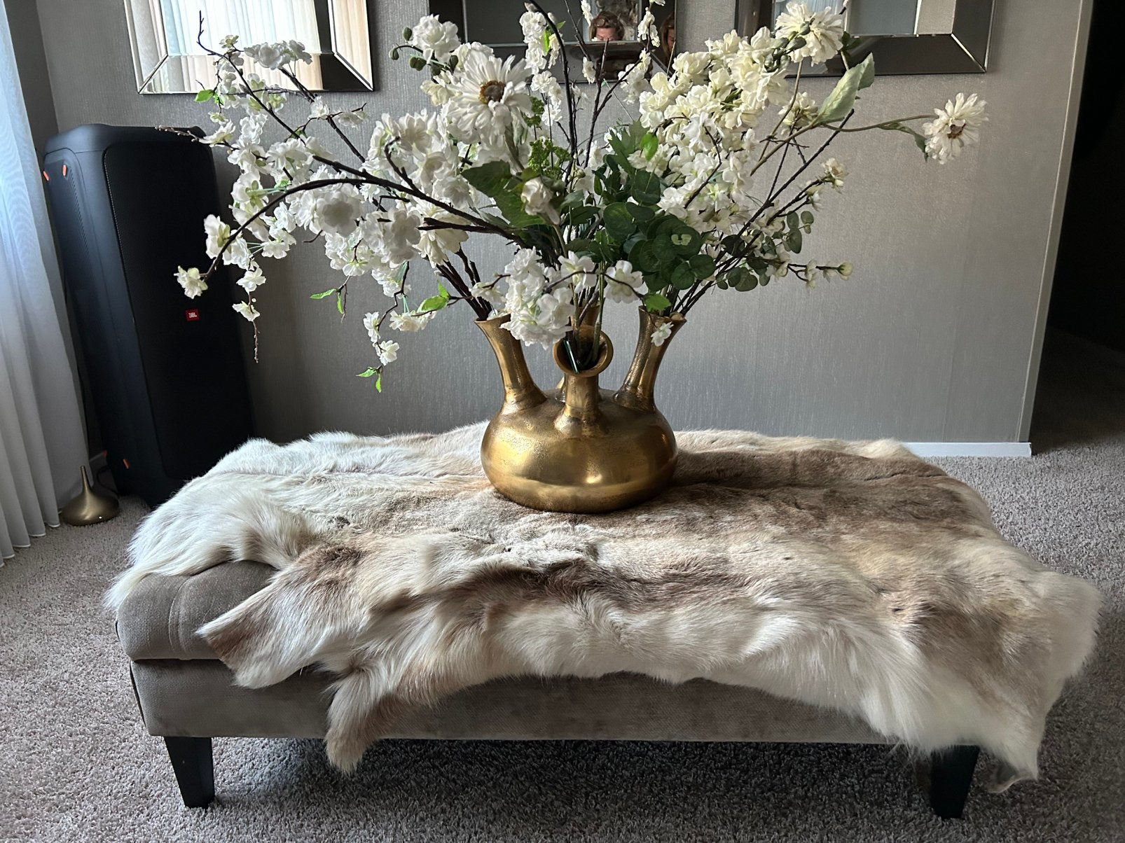 Gouden toetervaas mega bloemen 110/100 cm !, Ophalen, 125 cm of meer, Sjiek, Zo goed als nieuw