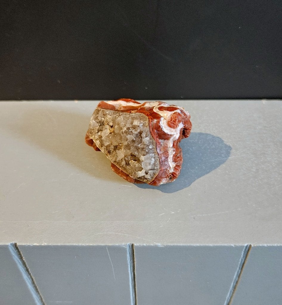 mini agaat Geode met kwartskristallen/rode jaspis, Ophalen of Verzenden, Nieuw