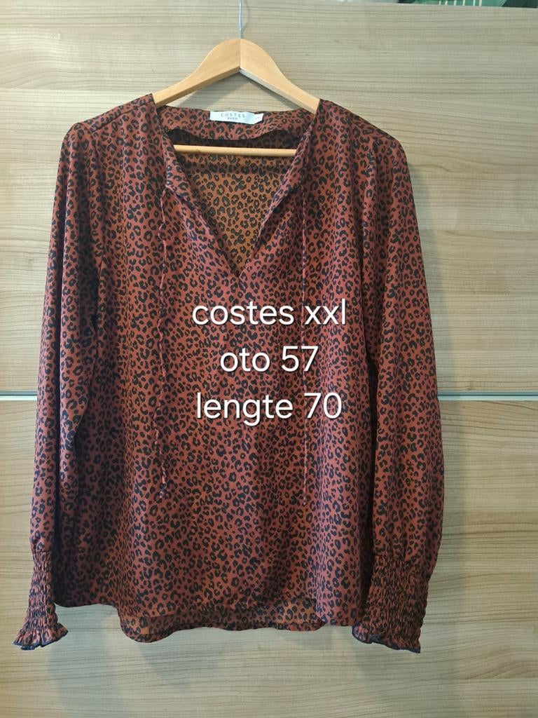 Costes blouse top xxl panterprint, Bruin, Maat 46/48 (XL) of groter, Ophalen of Verzenden, Zo goed als nieuw