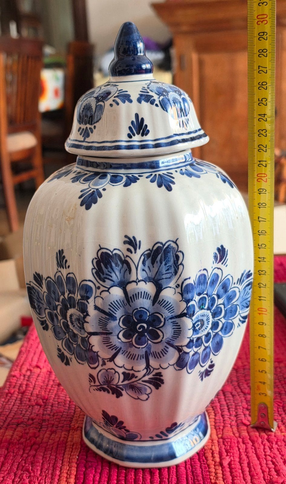 Delfts Blauwe dekselvaas - Handwerk, Antiek en Kunst, Antiek | Vazen, Ophalen of Verzenden