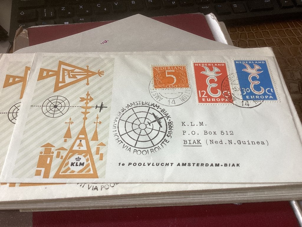 No2530 KLM Amsterdam Biak 5-11-1958 klein formaat, Ophalen, Onbeschreven, Nederland