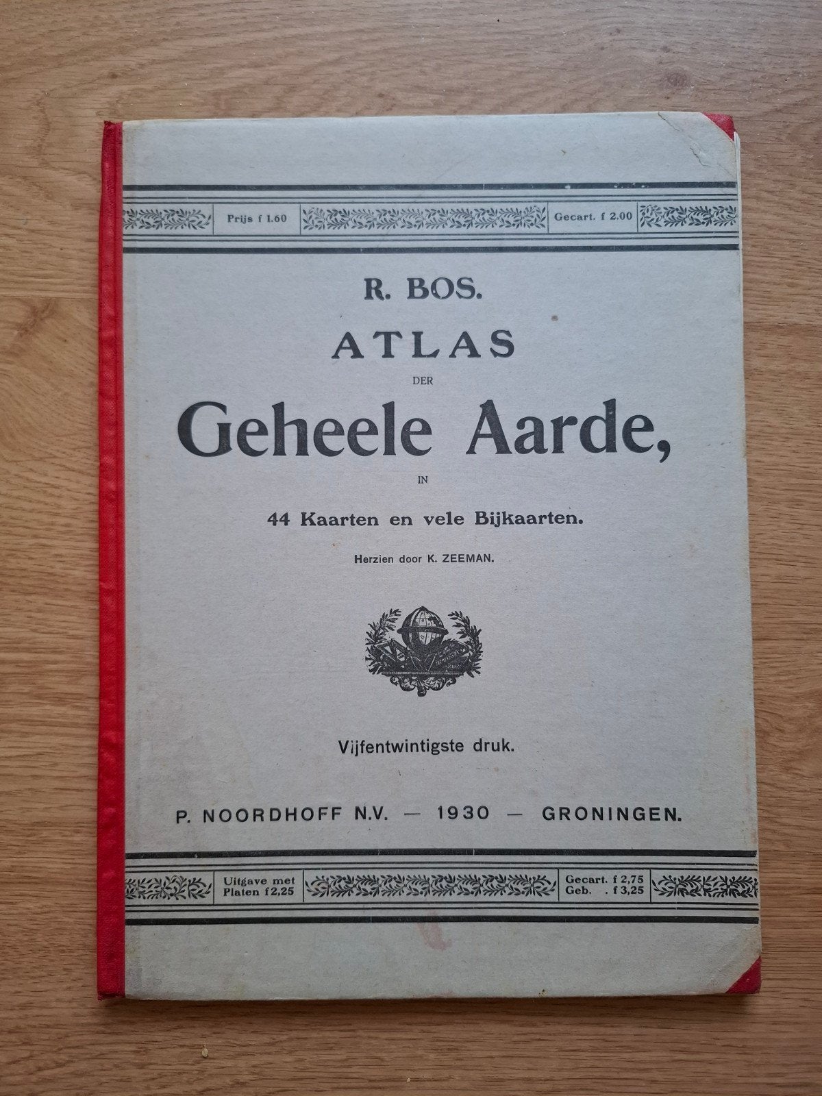 R. Bos Atlas der Geheele Aarde - 25e druk (1930), Boeken, Atlassen en Landkaarten, Bosatlas, 1800 tot 2000, Wereld, Ophalen