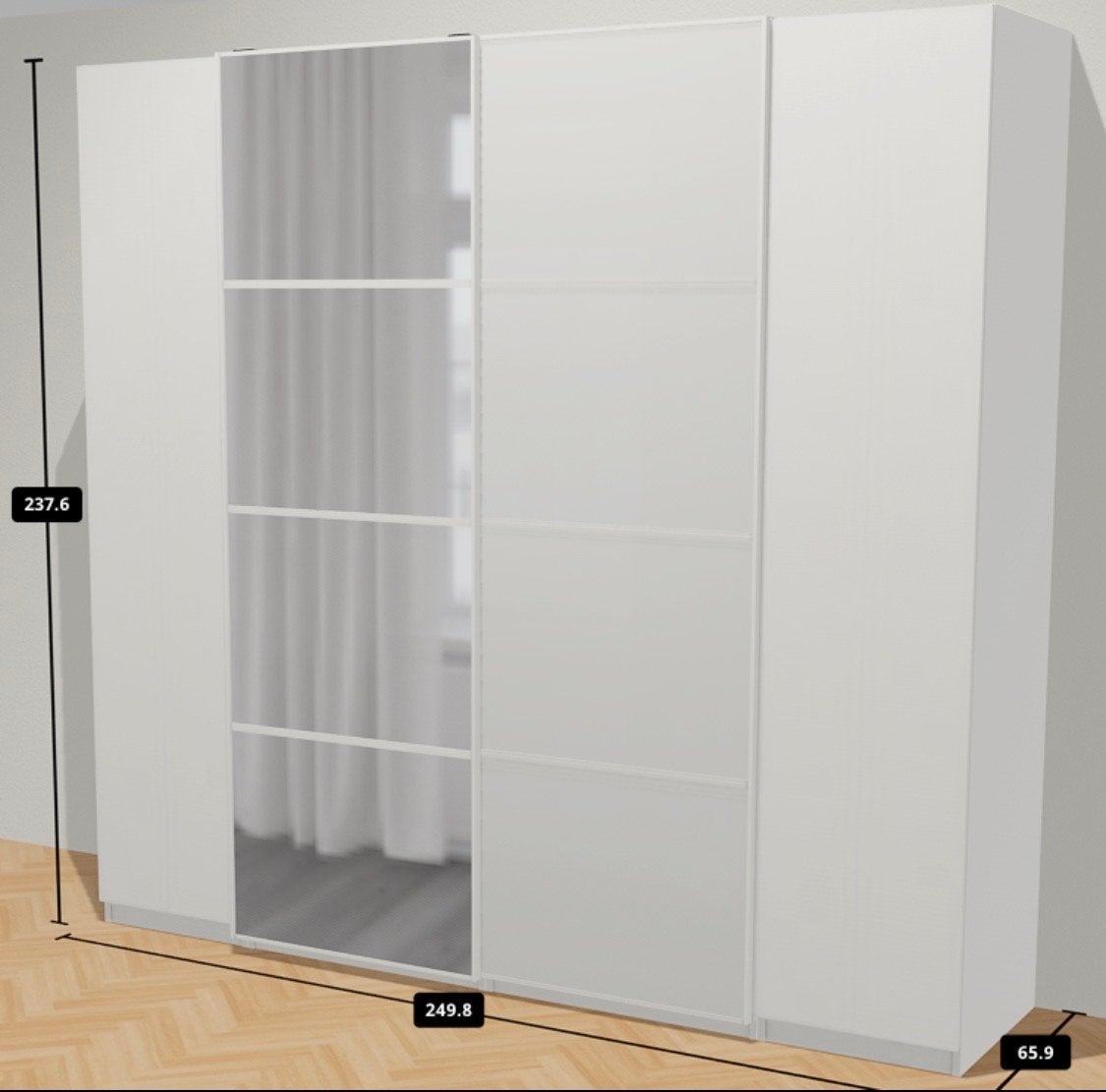 IKEA Pax Kledingkast met Schuifdeuren en Interieur, Ophalen, Gebruikt, 200 cm of meer, Met lade(s)