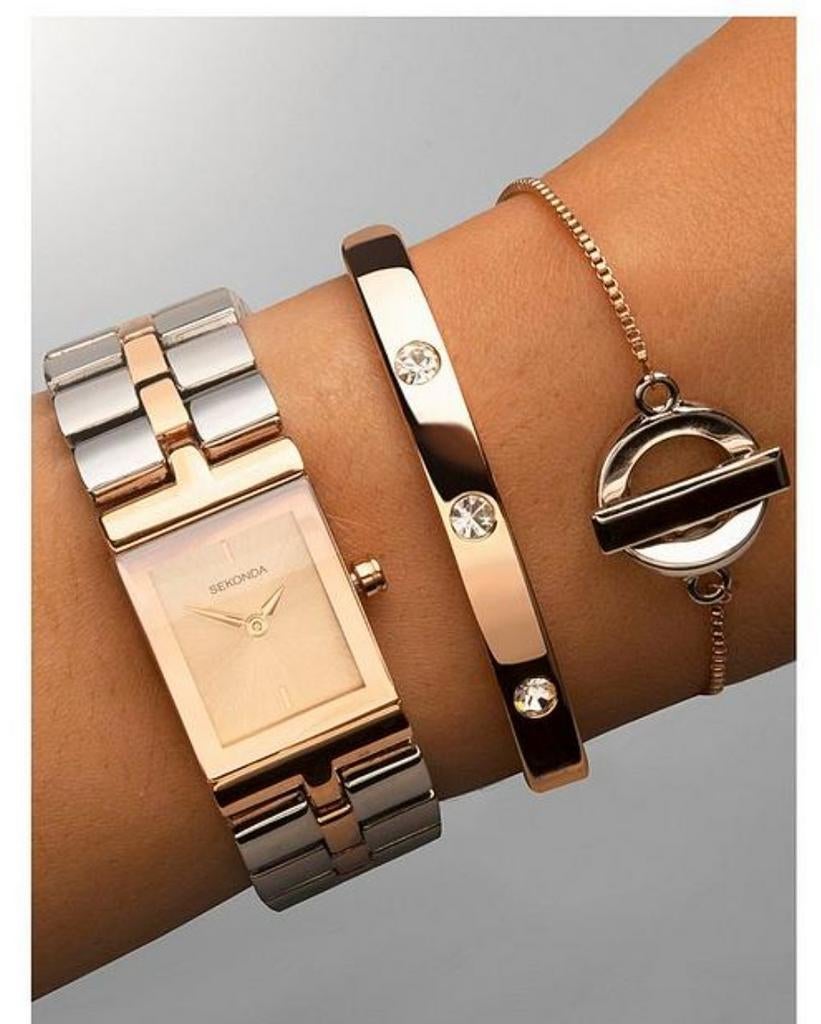 Sekonda Dames Horloge & Armbanden Set Tweekleurig, Sieraden, Tassen en Uiterlijk, Horloges | Dames, Ophalen of Verzenden, Nieuw