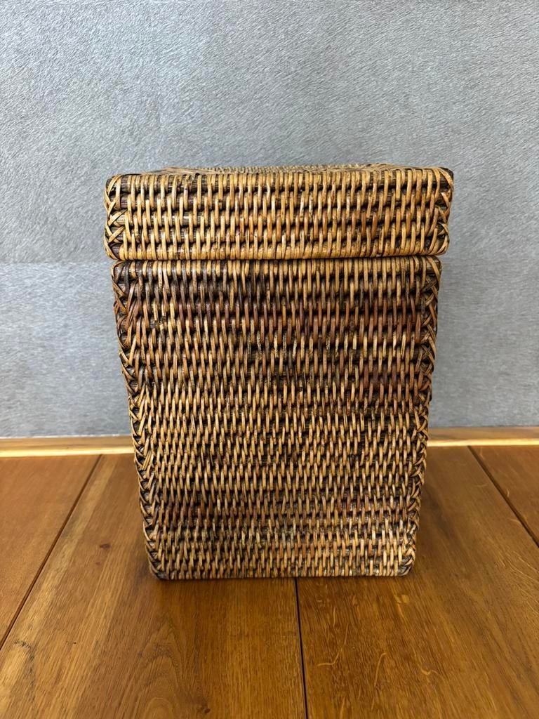 Birma rieten doos met deksel (CD grootte), Huis en Inrichting, Woonaccessoires | Schalen en Manden, Mand, Vierkant, Ophalen of Verzenden