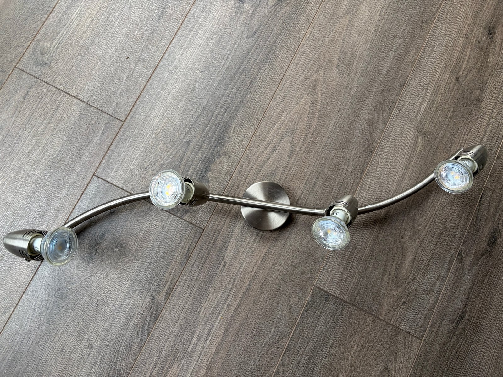 Moderne plafondspot met 4 LED-lampen, geborsteld staal, Zilver, Modern, GU10, LED