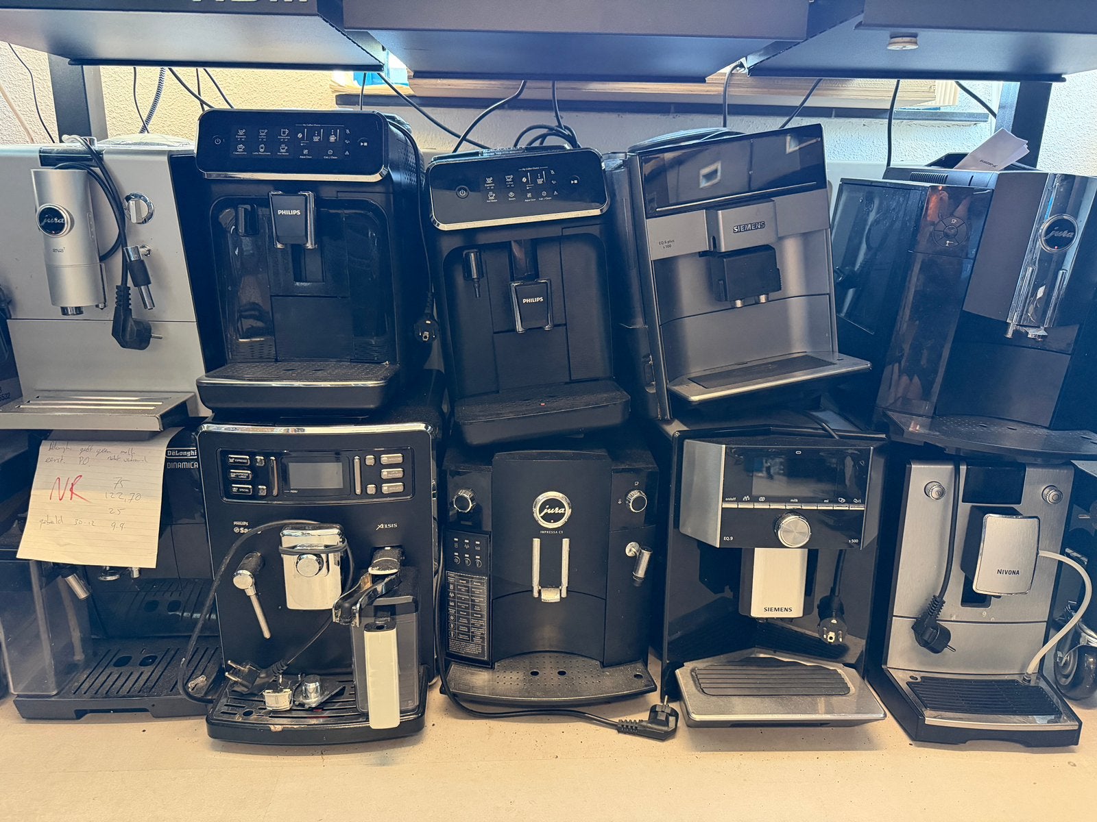 Partij koffiemachines (Jura Delonghi Siemens Philips) defect, Ophalen, 10 kopjes of meer, Koffiebonen, Niet werkend