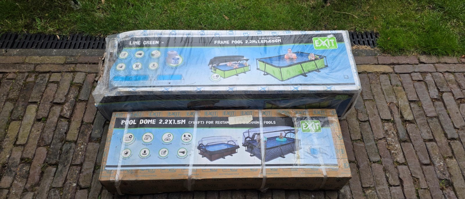 Exit Zwembad LIME 220x150x65 cm met overkapping, Tuin en Terras, Ophalen, Minder dan 80 cm, Nieuw, Minder dan 200 cm
